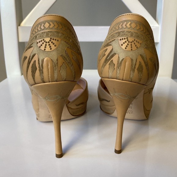 NWB Jean Paul Gaultier Embossed Leather Snake Heels Nude Platform Sandals 36.5 - Picture 6 of 16